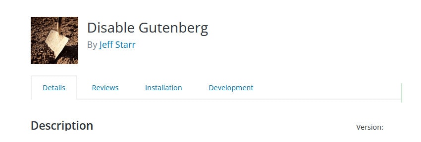 Disable Gutenberg WordPress plugin